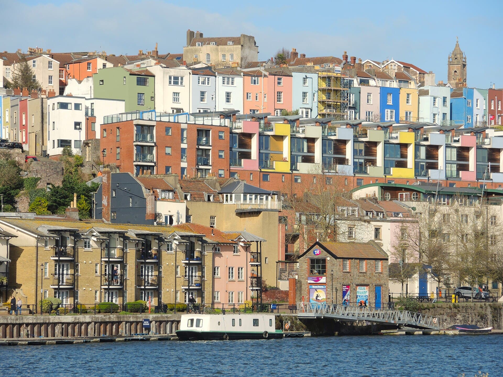Colourful houses above the harbour, Bristol