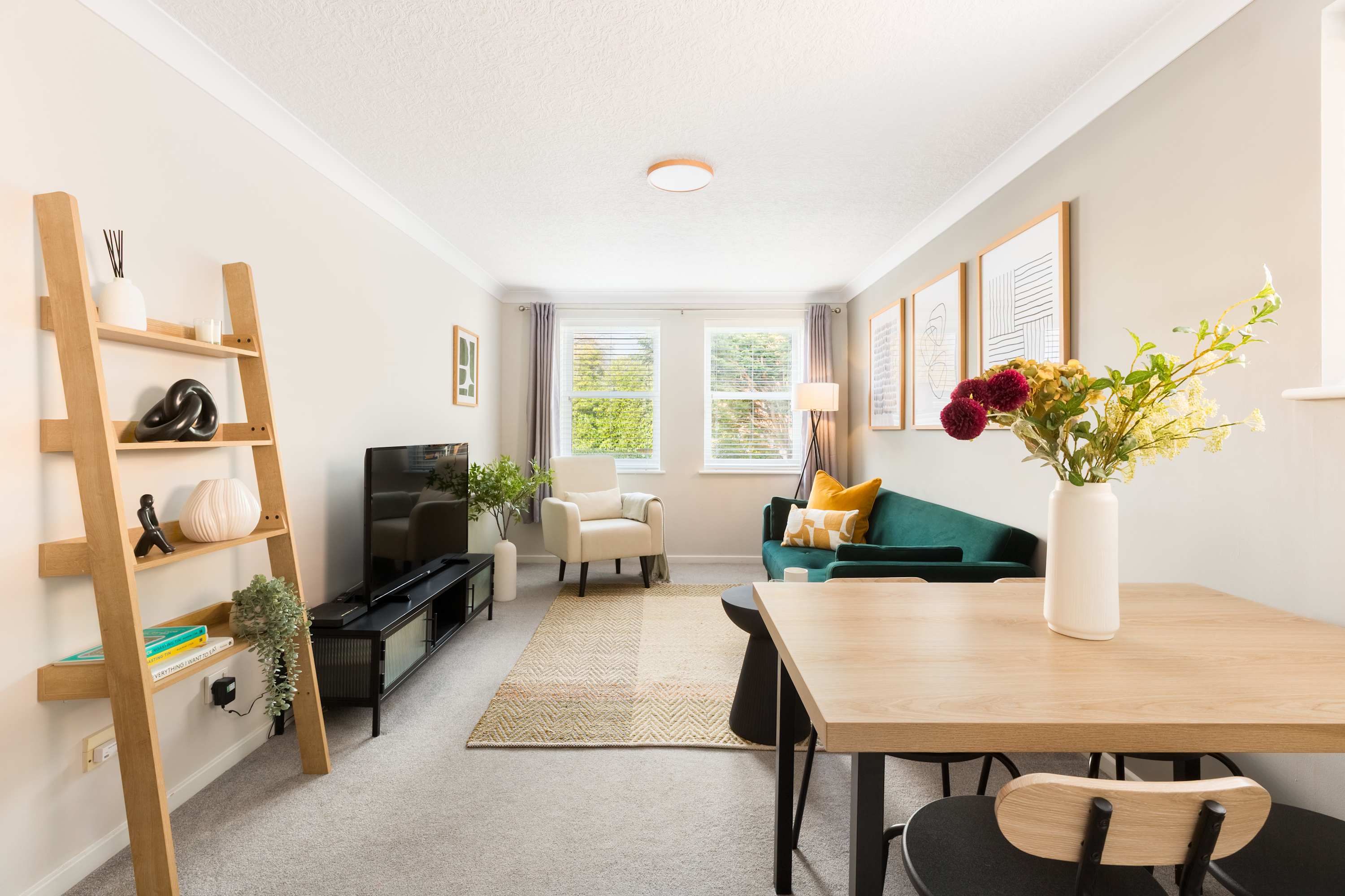 A bright living room in a Leamington Spa apartment we manage